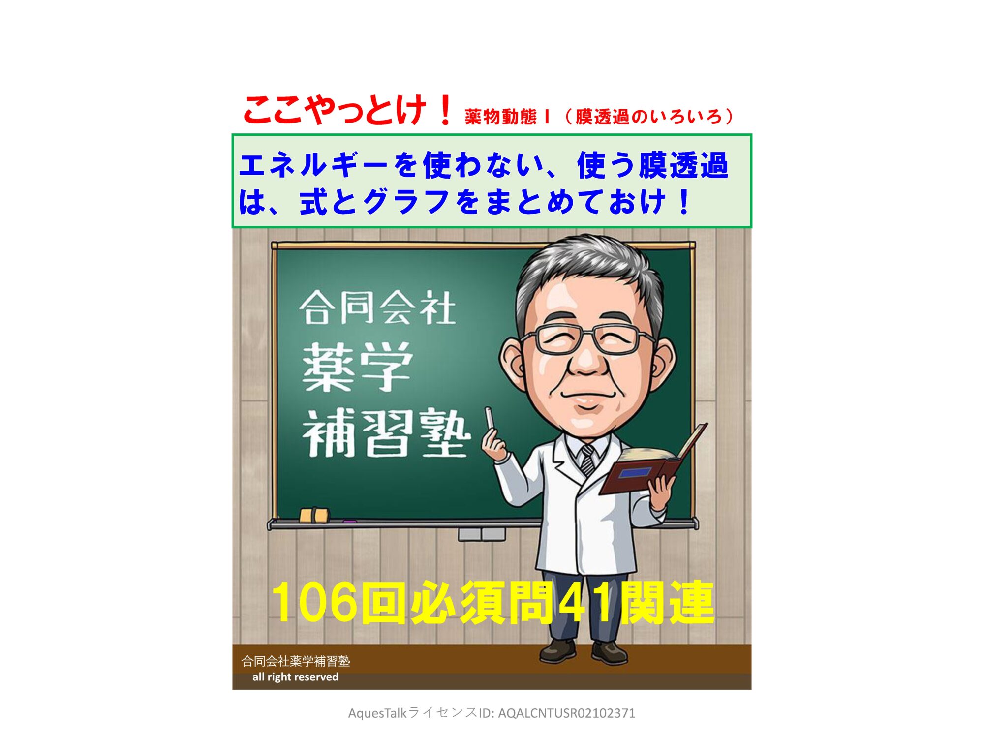 本日の「ゆっくり国試（必須）問題（106回問41）」のゆっくりショート解説（YouTubeショート：240108）