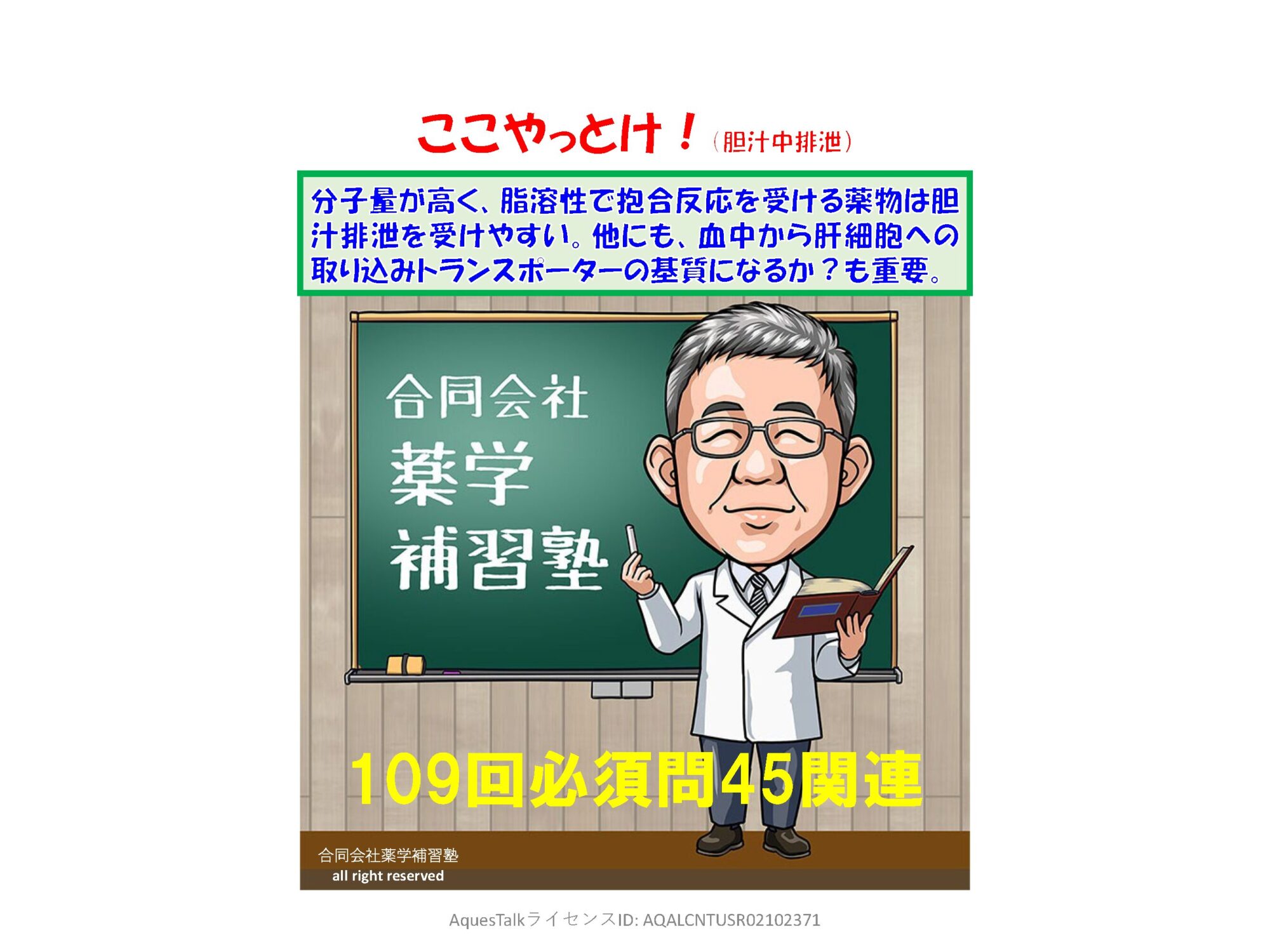 本日の「ゆっくり国試（必須）問題（109回問45）」のゆっくりショート解説（YouTubeショート：240914）