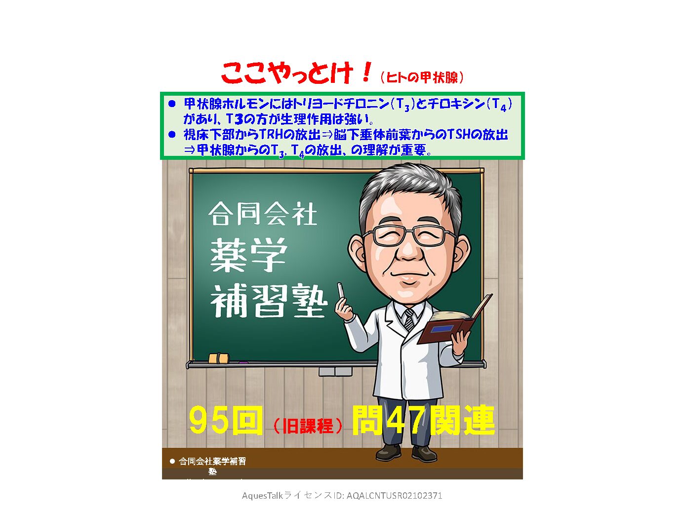 薬剤師国家試験・生理学関連問題（旧課程；95回問47）のゆっくりショート解説（YouTubeショート：250621）